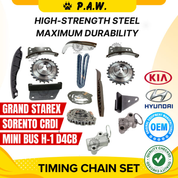24361-4A020/30 98/90/80S Hyundai Grand Starex,Kia Sorento,H-1 Mini Bus D4CB GloBelt Timing Chain Set