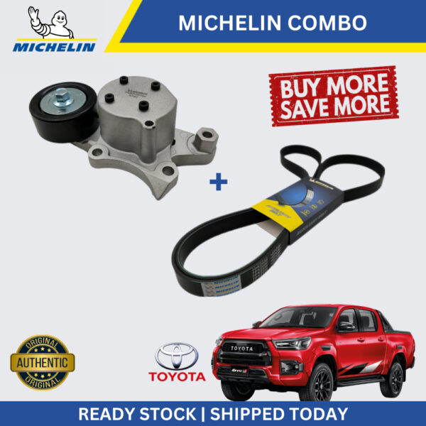 MICHELIN Toyota Hilux Revo GUN125 Fan Belt Tensioner COMBO SET (16620-0E010 + 7PK2050)