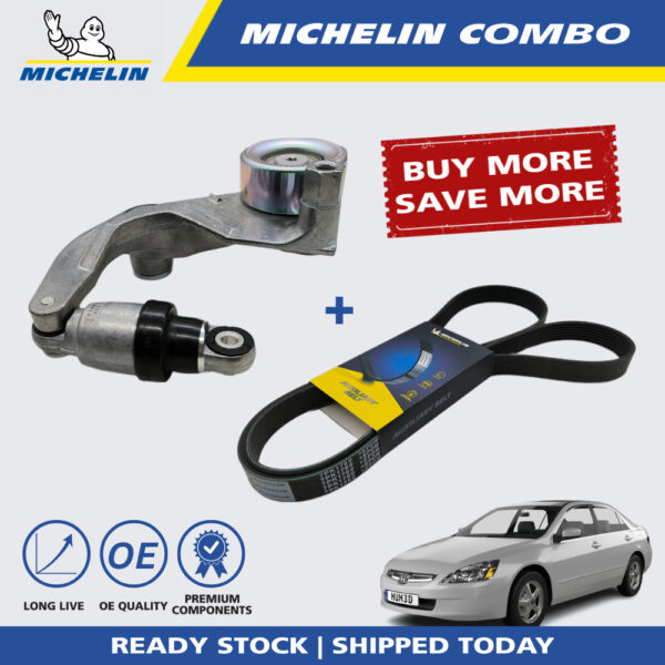 MICHELIN Honda Accord SDA K20B 2.0 2006-2011 Fan Belt Tensioner COMBO SET (31170-RNA-A020 + 7PK1780)