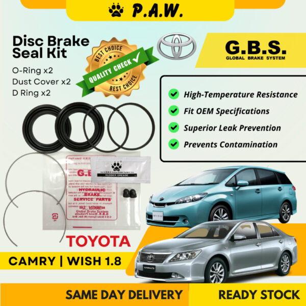 GBS Disc Brake Seal Kit For TOYOTA CAMRY ACV40 ACV50,WISH 1.8 ZGE20 ZGE25W (Front) (Half Set)