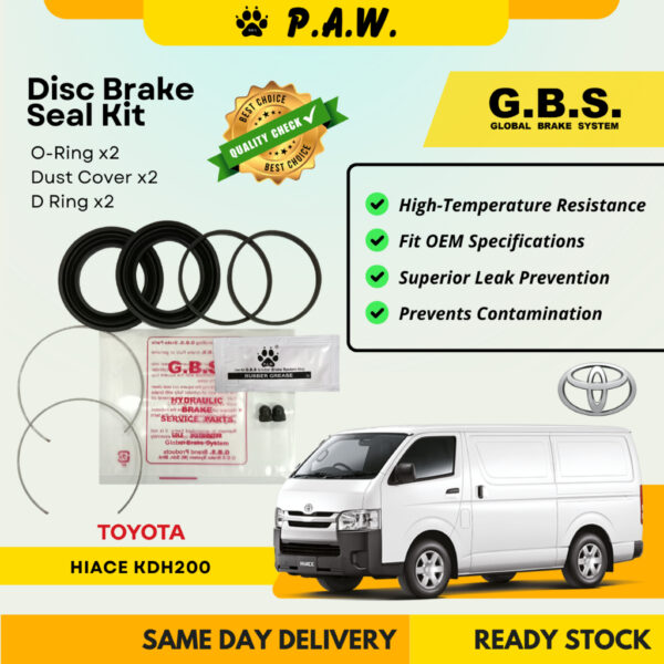 GBS Disc Brake Seal Kit For  Toyota Hiace KDH200 2KD-FTV 2.5 2005-2014 (Front) (Half Set)