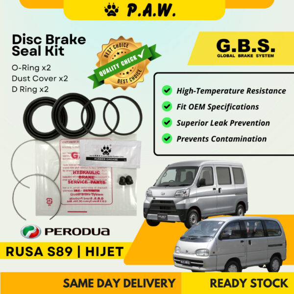 GBS Disc Brake Seal Kit For PERODUA RUSA S89, DAIHATSU HIJET (Front) (Half Set)