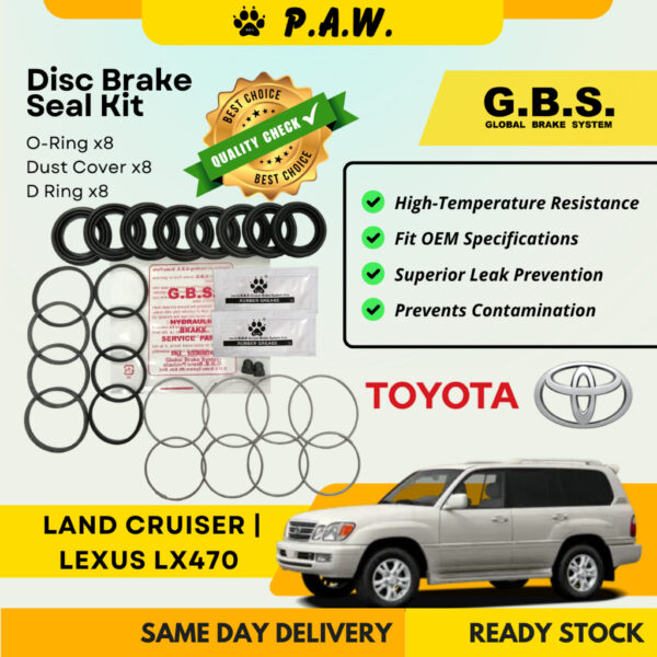GBS Disc Brake Seal Kit For TOYOTA L/CRUISER UZJ100 HDJ100 HDJ101 LEXUS LX470 (Front) (Half Set)