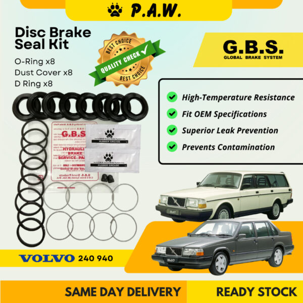 GBS Disc Brake Seal Kit For VOLVO 240 940 (Front) (Half Set)
