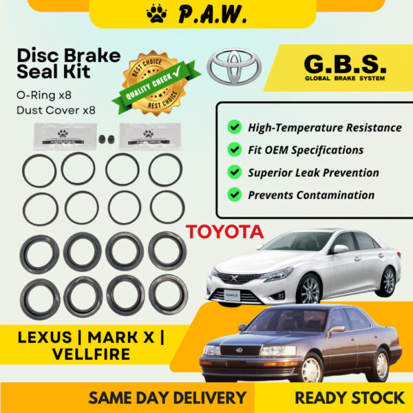 GBS Disc Brake Seal Kit For TOYOTA LEXUS GS300 IS250 MARK X,VELLFIRE (Front) (Half Set)