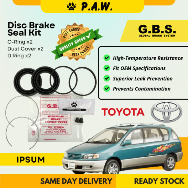 GBS Disc Brake Seal Kit For Toyota Ipsum ACM21/ ACM26 2AZ-FE 2.4 (Front) (Half Set)