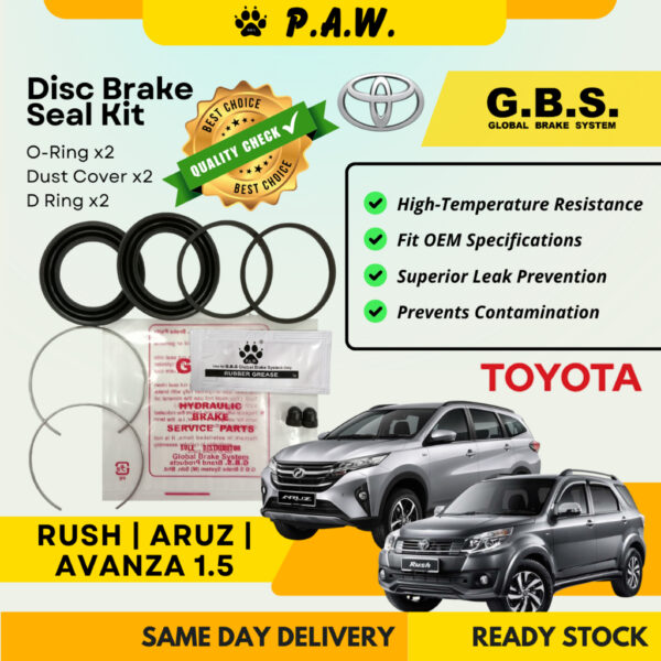 GBS Disc Brake Seal Kit For TOYOTA RUSH,ARUZ,AVANZA 1.5 2013 (Front) (Half Set)