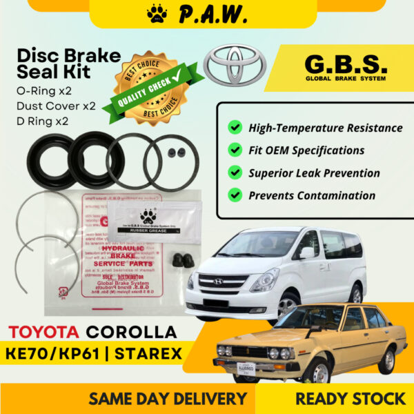 GBS Disc Brake Seal Kit For TOYOTA COROLLA KE70,KP61 STAREX (Front) (Half Set)