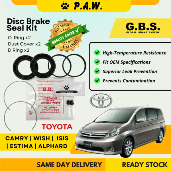 GBS Disc Brake Seal Kit For TOYOTA CAMRY ACV30,ESTIMA ACR30/40, WISH, ISIS,ALPHARD (Front)(Half Set)