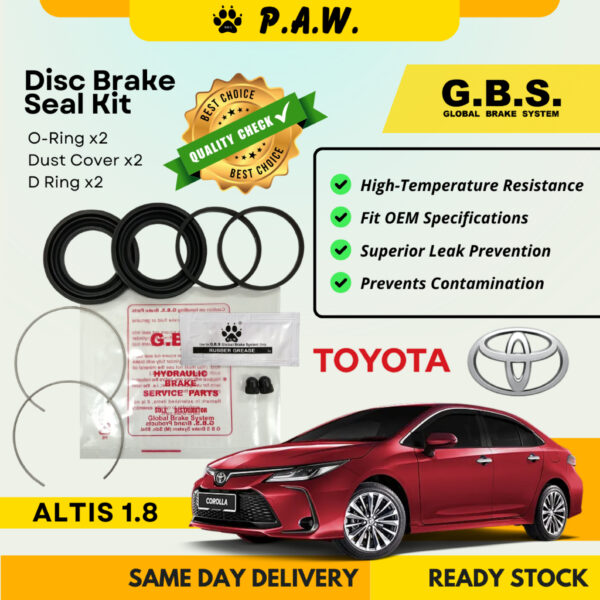 GBS Disc Brake Seal Kit For TOYOTA ALTIS ZZE122 1ZZ-FE 1.8 (Front) (Half Set)