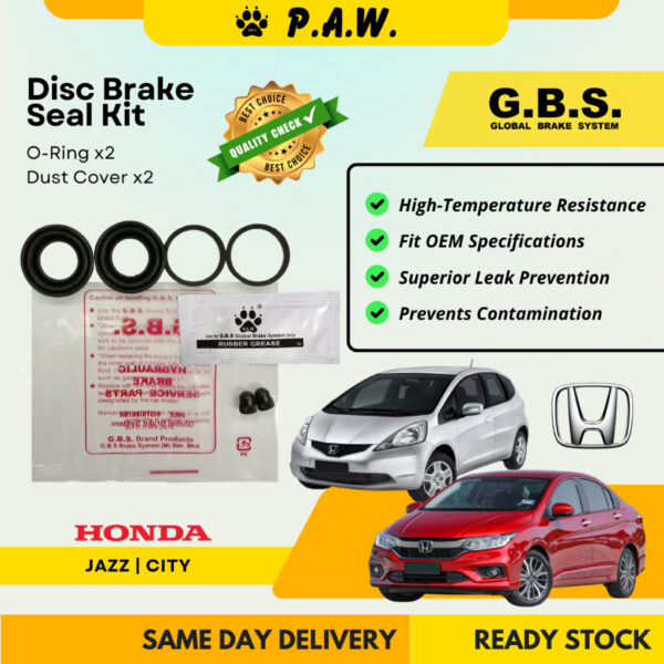 GBS Disc Brake Seal Kit For HONDA CITY,CITY SEL,CITY TMO,CITY T9A,CITY GM2 ,JAZZ (Rear) (Half Set)