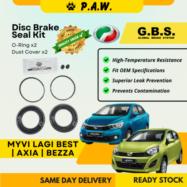 GBS Disc Brake Seal Kit For PERODUA MYVI Lagi Best 1.5 D20N Axia Bezza (Front) (Half Set)