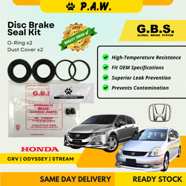 GBS Disc Brake Seal Kit For Honda CRV TOA/S9A 2.0, Odyssey RA/RB, Stream RN 1.8/2.0 (Rear)(Half Set)