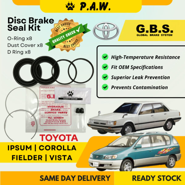 GBS Disc Brake Seal Kit For Toyota Ipsum SXM10/ SXM15 2.0, Corolla ZZE123 /CDE120 (Front) (Half Set)