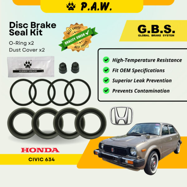 GBS Disc Brake Seal Kit For HONDA CIVIC 634 (Front) (Half Set)