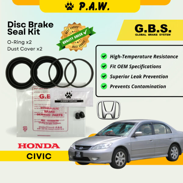 GBS Disc Brake Seal Kit For HONDA CIVIC S5A,CIVIC SR3,CIVIC SR4,CIVIC VTI (Front) (Half Set)