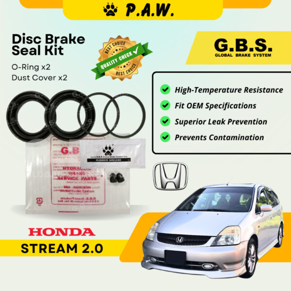GBS Disc Brake Seal Kit For HONDA STREAM 2.0 (Front) (Half Set)