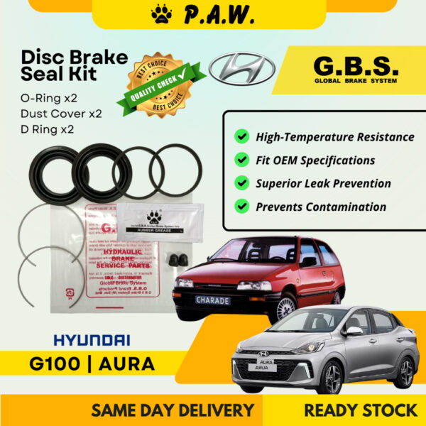 GBS Disc Brake Seal Kit For DAIHATSU G100, HYUNDAI AURA (Front) (Half Set)