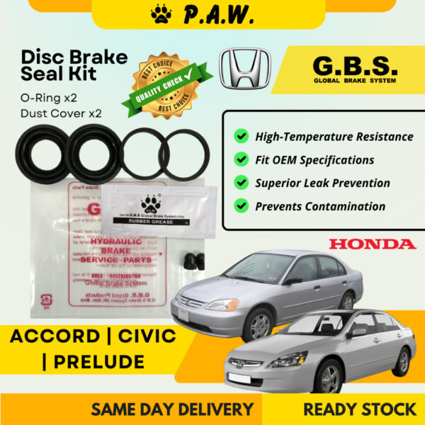 GBS Disc Brake Seal Kit For HONDA ACCORD SDA,CIVIC S5A, PRELUDE SSO (Rear) (Half Set)