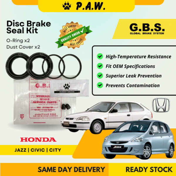 GBS Disc Brake Seal Kit For HONDA Jazz GD, Civic EK2/EJ9/EK8, City GE1/GE4/ZX (Front) (Half Set)
