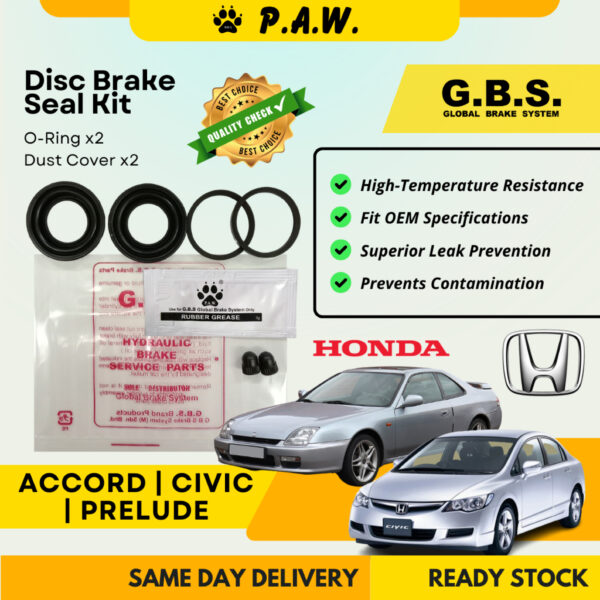 GBS Disc Brake Seal Kit For Honda Civic EP/ET/FD/Type R, Accord SV4/SDA, Prelude BB (Rear)(Half Set)