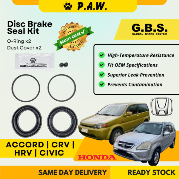 GBS Disc Brake Seal Kit For Accord SDA/TAO, Civic Type R 1.6, CRV RD2, HRV (Front) (Half Set)