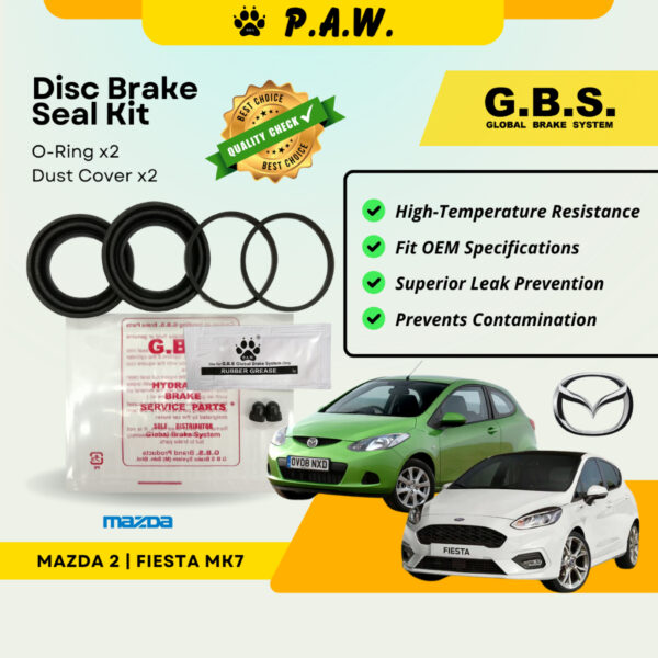 GBS Disc Brake Seal Kit For MAZDA 2 FIESTA MK7 (Front) (Half Set)