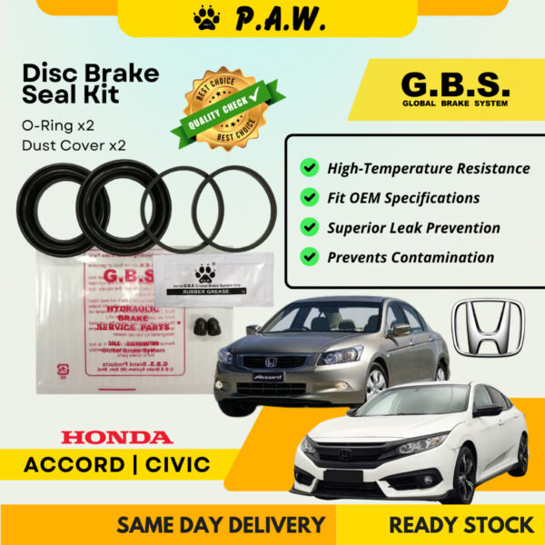 GBS Disc Brake Seal Kit For Honda Accord SV4 / SM4 / TAO, Civic TC (58mm) (Front) (Half Set)