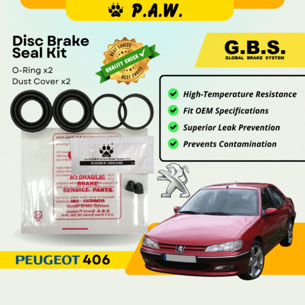 GBS Disc Brake Seal Kit For PEUGEOT 406 (Rear) (Half Set)
