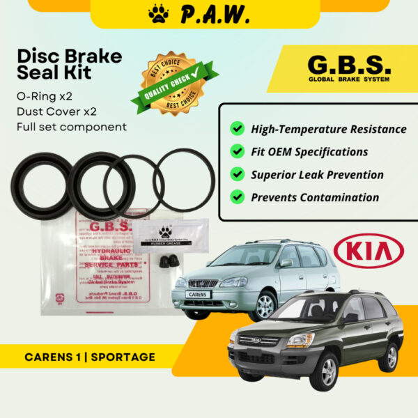 GBS Disc Brake Seal Kit For KIA CARENS 1,SPORTAGE (Front) (Half Set)