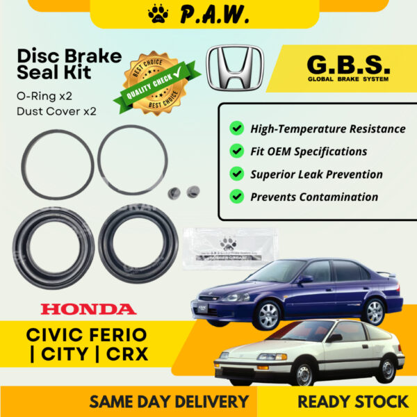 GBS Disc Brake Seal Kit For HONDA Civic SH3/SH4/SR4, Civic Ferio EG7/EG8, City GA1 (Front)(Half Set)