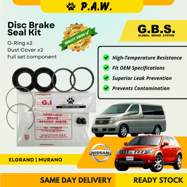 GBS Disc Brake Seal Kit For NISSAN ELGRAND,MURANO (Rear) (Half Set)