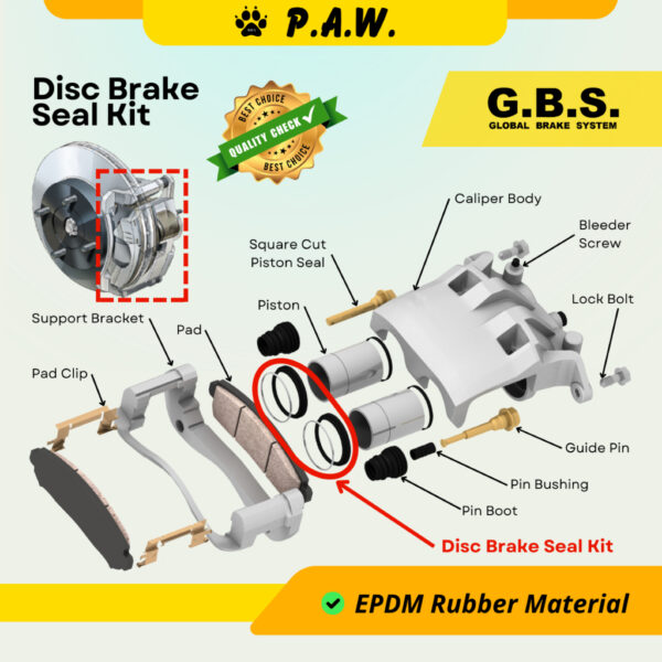 Second image of GBS Disc Brake Seal Kit For Honda Accord SM4 / SDA / SNA / TAO, Odyssey RB1 (Front) (Half Set)