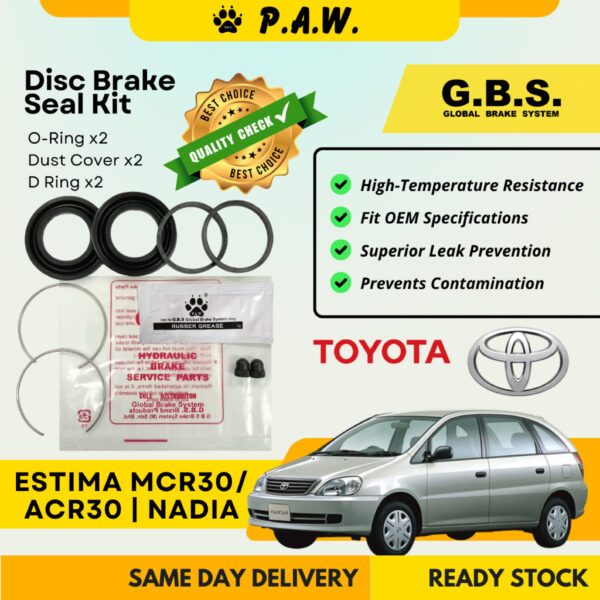 GBS Disc Brake Seal Kit For TOYOTA ESTIMA ACR30, NADIA SXN10, ESTIMA MCR30 (Rear) (Half Set)