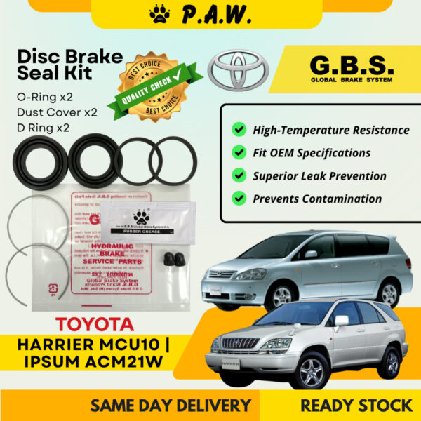GBS Disc Brake Seal Kit For TOYOTA HARRIER 2.4 3.0 MCU10, IPSUM 2.4 ACM21W (Rear) (Half Set)