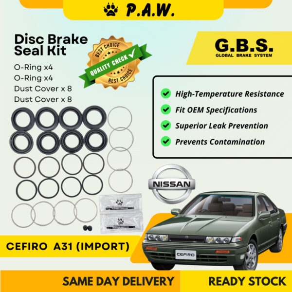 GBS Disc Brake Seal Kit For NISSAN A31 CEFIRO (IMP) (Rear) (Half Set)