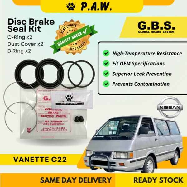 GBS Disc Brake Seal Kit For NISSAN C22 VANETTE (Front) (Half Set)