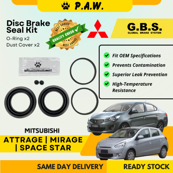 GBS Disc Brake Seal Kit For MITSUBISHI Attrage 1.2, Mirage, Space Star (Front) (Half Set)