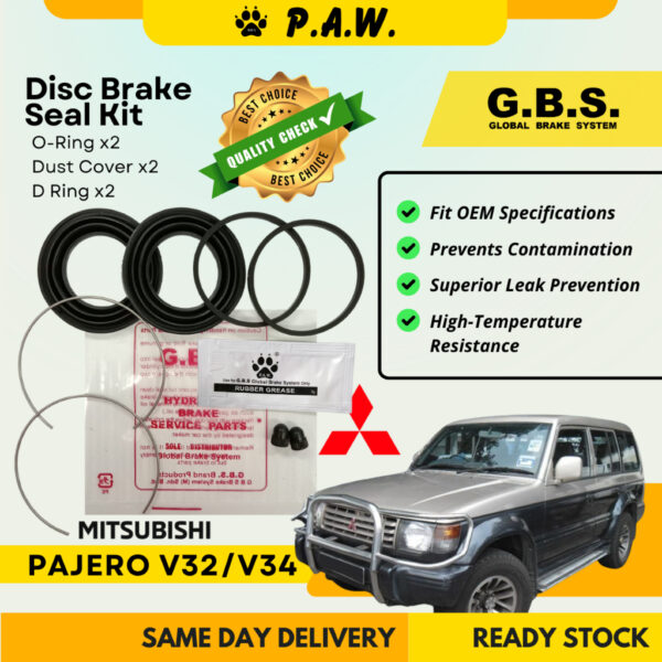 GBS Disc Brake Seal Kit For MITSUBISHI PAJERO V32 V34 (Front) (Half Set)