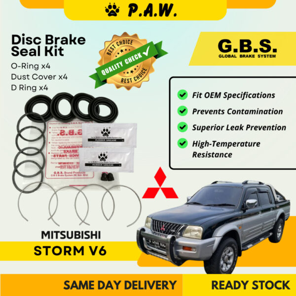 GBS Disc Brake Seal Kit For MITSUBISHI STORM V6 (Front) (Half Set)