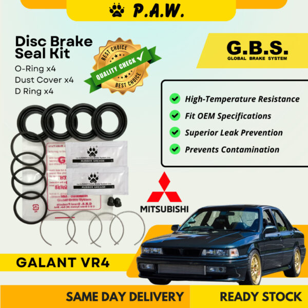 GBS Disc Brake Seal Kit For MITSUBISHI VR4 ( 2 Piston - 43mm) Front Half Set