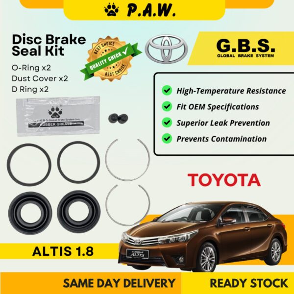 GBS Disc Brake Seal Kit For TOYOTA ALTIS 1.8 (Rear) (Half Set)