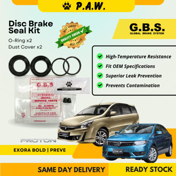 GBS Disc Brake Seal Kit For PROTON EXORA BOLD,PREVE (Rear) (Half Set)