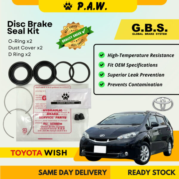GBS Disc Brake Seal Kit For TOYOTA WISH 1.8 2.0 ZGE25W 2ZRA (Rear) (Half Set)
