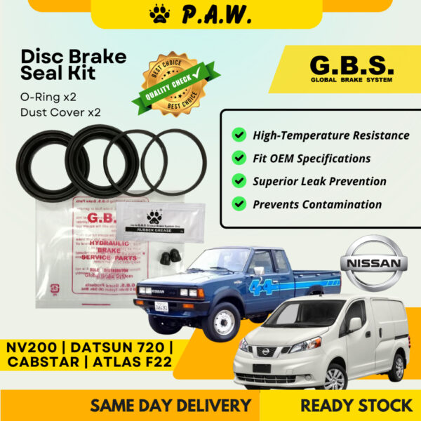 GBS Disc Brake Seal Kit For NISSAN NV200,CABSTAR,ATLAS F22,DATSUN 720 4WD (Front) (Half Set)