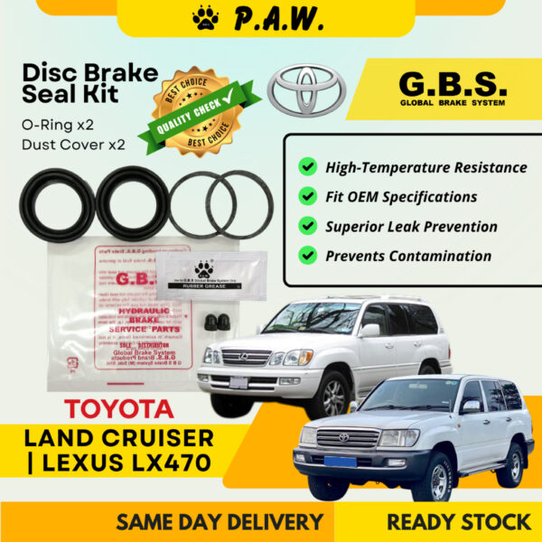 GBS Disc Brake Seal Kit For Toyota Land Cruiser UZJ100 HDJ100 HDJ101 & Lexus LX470 (Rear) (Half Set)
