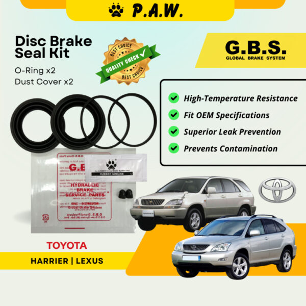GBS Disc Brake Seal Kit For Toyota Harrier ACU30 2.4/ MCU30 3.0 & Lexus RX350 3.5 (Front) (Half Set)