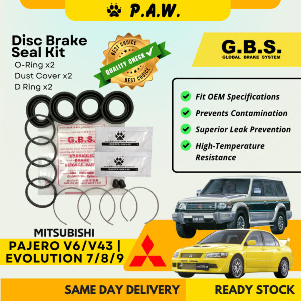 GBS Disc Brake Seal Kit For MITSUBISHI PAJERO V6 V43,EVOLUTION 7/8/9 (Front) (Half Set)