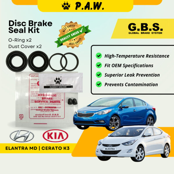 GBS Disc Brake Seal Kit For HYUNDAI ELANTRA MD CERATO K3 (Rear) (Half Set)