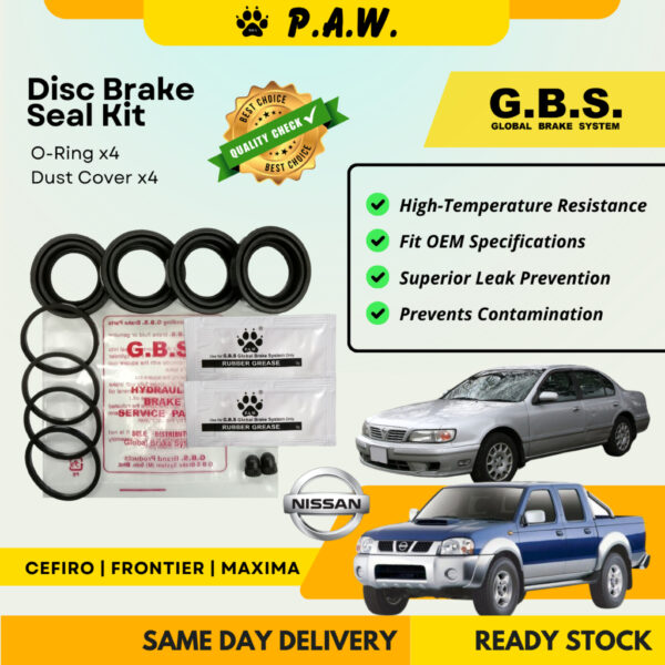 GBS Disc Brake Seal Kit For NISSAN CEFIRO A32 A33 3.0,FRONTIER 'P' (Front) (Half Set)